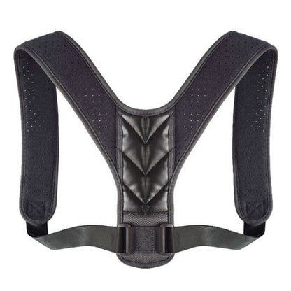 A black adjustabe Posture Corrector for Shoulder Pain and Back Pain on a white background